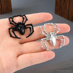 Nhẫn Nhện Hợp Kim Đen Bạc Unisex Punk Rock Mạnh Mẽ