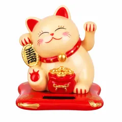 Mèo Thần Tài Vẫy Tay Năng Lượng Mặt Trời - Mèo May Mắn Maneki Neko Trang Trí Bàn Làm Việc, Xe Hơi, Cửa Hàng Tài Lộc