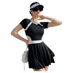 Bộ Quần Áo Bơi Nữ Đen Trắng Phong Cách Thể Thao Đa Năng