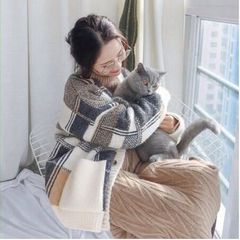 Cadigan dệt kim dáng rộng phong cách Hàn Quốc