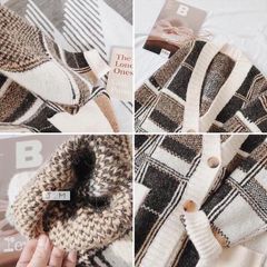 Cadigan dệt kim dáng rộng phong cách Hàn Quốc