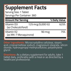 Organic Vitamin K2 D3 - 120 viên Mỹ - Giúp xương chắc khỏe, tăng sức đề kháng