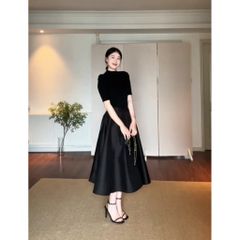 [sẵn] Chân váy thiết kế dáng dài RICH SKIRT bồng xoè 360 độ màu đen tafta hết 3 mét vải/  mẫu mới 2026