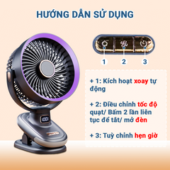 Hàng Cao Cấp - Quạt tích điện, Quạt kẹp mini hẹn giờ có đèn ngủ chỉnh tốc độ gió Pin dung lượng cao 20.000mah NA12