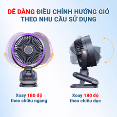 Hàng Cao Cấp - Quạt tích điện, Quạt kẹp mini hẹn giờ có đèn ngủ chỉnh tốc độ gió Pin dung lượng cao 20.000mah NA12