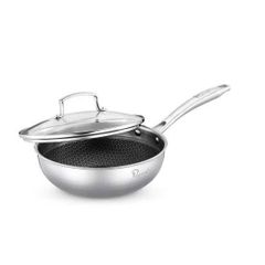 Chảo wok inox 5 lớp chống dính tổ ong Thụy Sĩ La gourmet Galactic 24cm kèm nắp – 417749