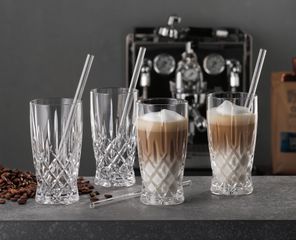 Bộ cốc Nachtmann 104671 Noblesse Latte Macchiato Set 4 dung tích 350ml, kèm ống hút