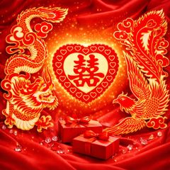 Bộ rồng phụng nhung trang trí cưới