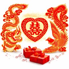 Bộ rồng phụng nhung trang trí cưới