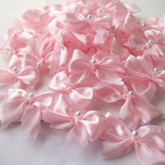 Gói 50 Nơ Lụa Satin Mini Thắt Sẵn Có Đính Ngọc Trang Trí Quà Tặng, Thủ Công Đa Năng.