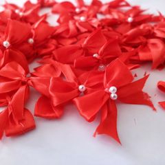 Gói 50 Nơ Lụa Satin Mini Thắt Sẵn Có Đính Ngọc Trang Trí Quà Tặng, Thủ Công Đa Năng.