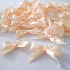 Gói 50 Nơ Lụa Satin Mini Thắt Sẵn Có Đính Ngọc Trang Trí Quà Tặng, Thủ Công Đa Năng.
