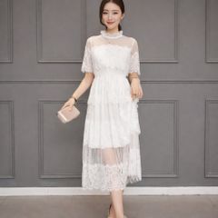 Đầm ren trắng công chúa phong cách hàn Quốc