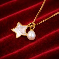 Bộ Trang Sức Dáng Ngôi Sao Xà Cừ Cao Cấp (Dây Chuyền, Hoa Tai, Nhẫn)