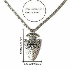 Dây Chuyền Nam Viking - Mặt Mũi Tên Khắc Ấn Rune Vegvísir - Phong Cách Gothic, Retro Mạnh Mẽ.