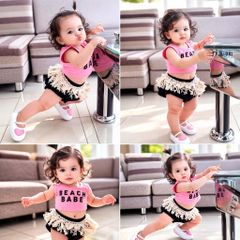Độ bộ mùa hè bé gái Beach Babe kiểu dáng croptop