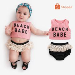Độ bộ mùa hè bé gái Beach Babe kiểu dáng croptop