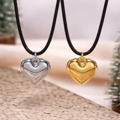 Vòng Cổ Double Heart Cord – Dây Chuyền Sợi Mảnh Charm Trái Tim Phồng Cao Cấp.