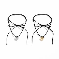 Vòng Cổ Double Heart Cord – Dây Chuyền Sợi Mảnh Charm Trái Tim Phồng Cao Cấp.