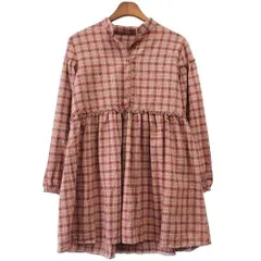 Đầm caro cổ trụ kiểu dáng babydoll