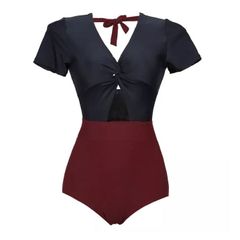 Bikini một mãnh khoét ngực đỏ đen