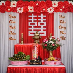 Câu đối xốp trang trí bàn thờ ngày cưới