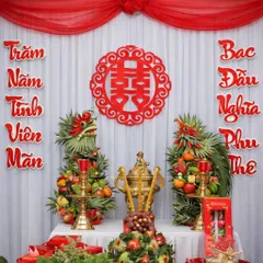 Câu đối xốp trang trí bàn thờ ngày cưới