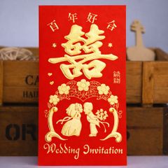 Phong bì đỏ in hình chữ Hỉ dùng trong ngày cưới