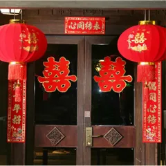 Chữ hỉ nhung bằng xốp trang trí trong ngày cưới