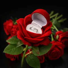 Hoa hồng nhung đựng nhẫn cưới trong ngày kỉ niệm