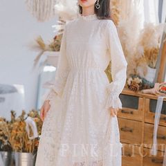 Đầm hoa mai tay dài phong cách Hàn Quốc