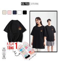 Áo Thun Nữ, Áo Phông Nam Nữ Unisex Tay Lỡ ICETEE Mã i44 Hình in Mèo Icetee Cute Chất Cotton Form Rộng Phong Cách Ulzzang