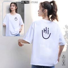 Áo Thun Nữ, Áo Phông Nam Nữ Unisex Tay Lỡ ICETEE Mã i26 Hình in 2 mặt say Hi Chất Cotton Form Rộng Phong Cách Ulzzang