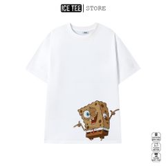 Áo Thun Nữ, Áo Phông Nam Nữ Unisex Tay Lỡ ICETEE Mã i33 Hình in Spongebob Cute Chất Cotton Form Rộng Phong Cách Ulzzang