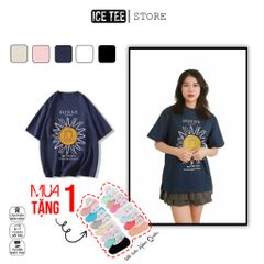 Áo Thun Nữ, Áo Phông Nam Nữ Unisex Tay Lỡ ICETEE Mã i39 Hình in Sonne Cute Chất Cotton Form Rộng Phong Cách Ulzzang