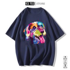 Áo Thun Nữ, Áo Phông Nam Nữ Unisex Tay Lỡ ICETEE Mã i32 Hình in Colordog Cute Chất Cotton Form Rộng Phong Cách Ulzzang