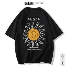 Áo Thun Nữ, Áo Phông Nam Nữ Unisex Tay Lỡ ICETEE Mã i39 Hình in Sonne Cute Chất Cotton Form Rộng Phong Cách Ulzzang