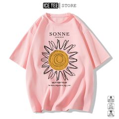 Áo Thun Nữ, Áo Phông Nam Nữ Unisex Tay Lỡ ICETEE Mã i39 Hình in Sonne Cute Chất Cotton Form Rộng Phong Cách Ulzzang