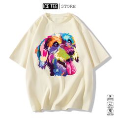 Áo Thun Nữ, Áo Phông Nam Nữ Unisex Tay Lỡ ICETEE Mã i32 Hình in Colordog Cute Chất Cotton Form Rộng Phong Cách Ulzzang