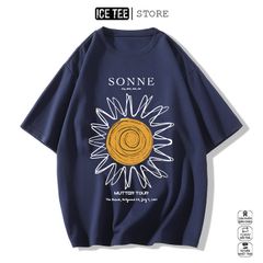 Áo Thun Nữ, Áo Phông Nam Nữ Unisex Tay Lỡ ICETEE Mã i39 Hình in Sonne Cute Chất Cotton Form Rộng Phong Cách Ulzzang