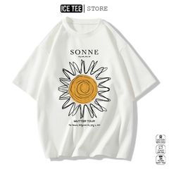 Áo Thun Nữ, Áo Phông Nam Nữ Unisex Tay Lỡ ICETEE Mã i39 Hình in Sonne Cute Chất Cotton Form Rộng Phong Cách Ulzzang