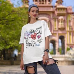 Áo Thun Nữ, Áo Phông Nam Nữ Unisex Tay Lỡ ICETEE Mã i17 Hình in Trái Tim Cute Chất Cotton Form Rộng Phong Cách Ulzzang