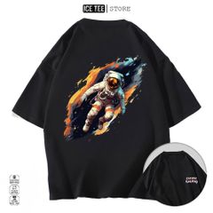 Áo Thun Nữ, Áo Phông Nam Nữ Unisex Tay Lỡ ICETEE Mã i46 Hình in Phi Hành Gia Chất Cotton Form Rộng Phong Cách Ulzzang
