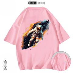 Áo Thun Nữ, Áo Phông Nam Nữ Unisex Tay Lỡ ICETEE Mã i46 Hình in Phi Hành Gia Chất Cotton Form Rộng Phong Cách Ulzzang