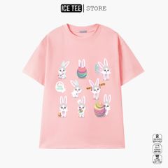 Áo Thun Nữ, Áo Phông Nam Nữ Unisex Tay Lỡ ICETEE Mã i19 Hình in Thỏ Con Cute Chất Cotton Form Rộng Phong Cách Ulzzang
