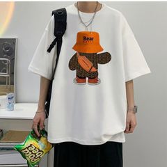 Áo thun ICETEE Gấu đeo túi chéo, Áo Phông, Áo Unisex, 100% Cotton, Tay Lỡ Form Oversize i63