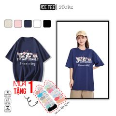 Áo Thun Nữ, Áo Phông Nam Nữ Unisex Tay Lỡ ICETEE Mã i55 Hình in Cún con Cute Chất Cotton Form Rộng Phong Cách Ulzzang