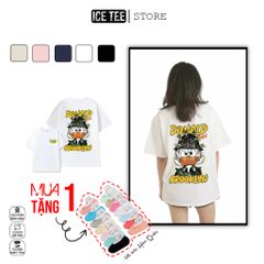 Áo Thun Nữ, Áo Phông Nam Nữ Unisex Tay Lỡ ICETEE Mã i20 Hình in vịt chiến Cute Chất Cotton Form Rộng Phong Cách Ulzzang