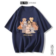 Áo Thun Nữ, Áo Phông Nam Nữ Unisex Tay Lỡ ICETEE Mã i38 Hình in Thú Cưng Cute Chất Cotton Form Rộng Phong Cách Ulzzang