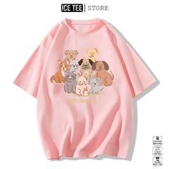 Áo Thun Nữ, Áo Phông Nam Nữ Unisex Tay Lỡ ICETEE Mã i38 Hình in Thú Cưng Cute Chất Cotton Form Rộng Phong Cách Ulzzang